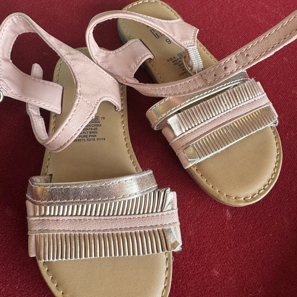 Gap Pink and Silver Sandals with Textured Front Strap